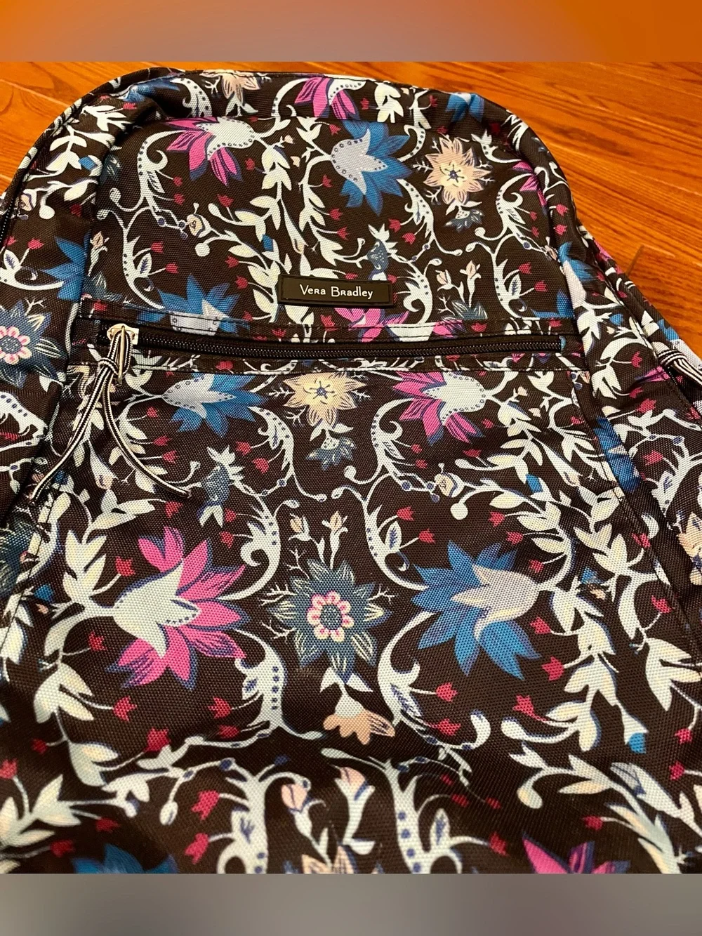 Vera Bradley Black Bramble Vines Backpack Lighten Up Excellent Condition - Picture 3 of 10